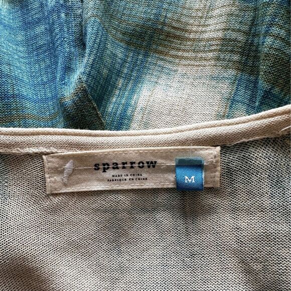 Sparrow Anthropologie Split Back Plaid Open Front Knit Cardigan Blue M bv - Picture 7 of 9